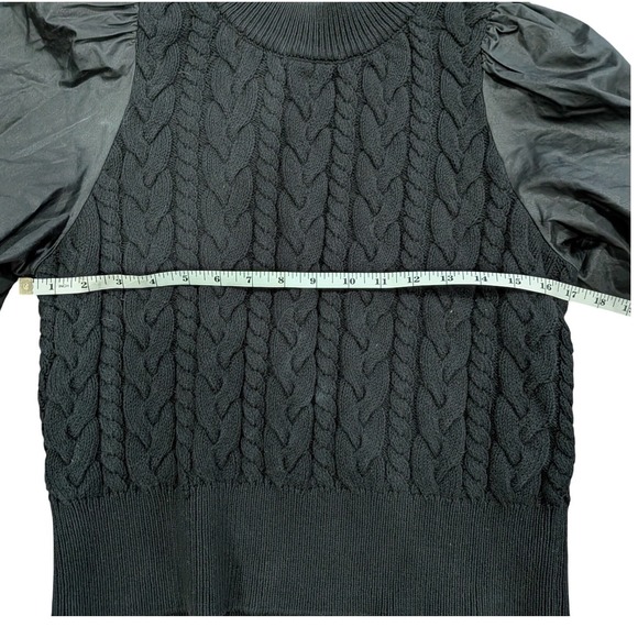 $218 RAILS Karina Black Cable Knit Sweater‎ w/Puff Sleeves, Mock Neck Top Size S - Picture 8 of 8